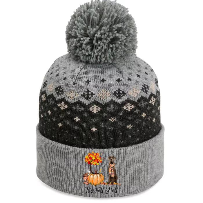 It's Fall Y'all Great Dane Dog Lovers Thanksgiving Halloween The Baniff Cuffed Pom Beanie