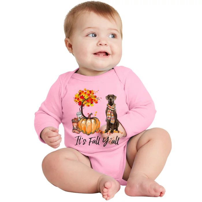 It's Fall Y'all Great Dane Dog Lovers Thanksgiving Halloween Baby Long Sleeve Bodysuit