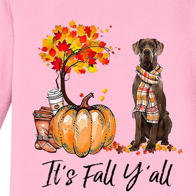 It's Fall Y'all Great Dane Dog Lovers Thanksgiving Halloween Baby Long Sleeve Bodysuit