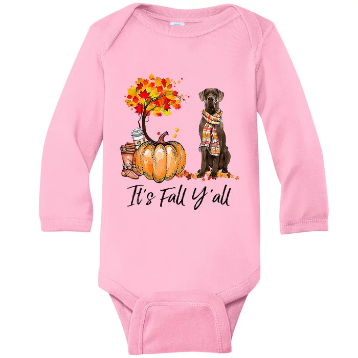 It's Fall Y'all Great Dane Dog Lovers Thanksgiving Halloween Baby Long Sleeve Bodysuit