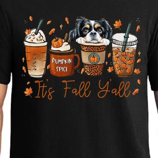 It’S Fall Y’All Japanese Chin Coffee Pumpkin Spice Autumn Pajama Set