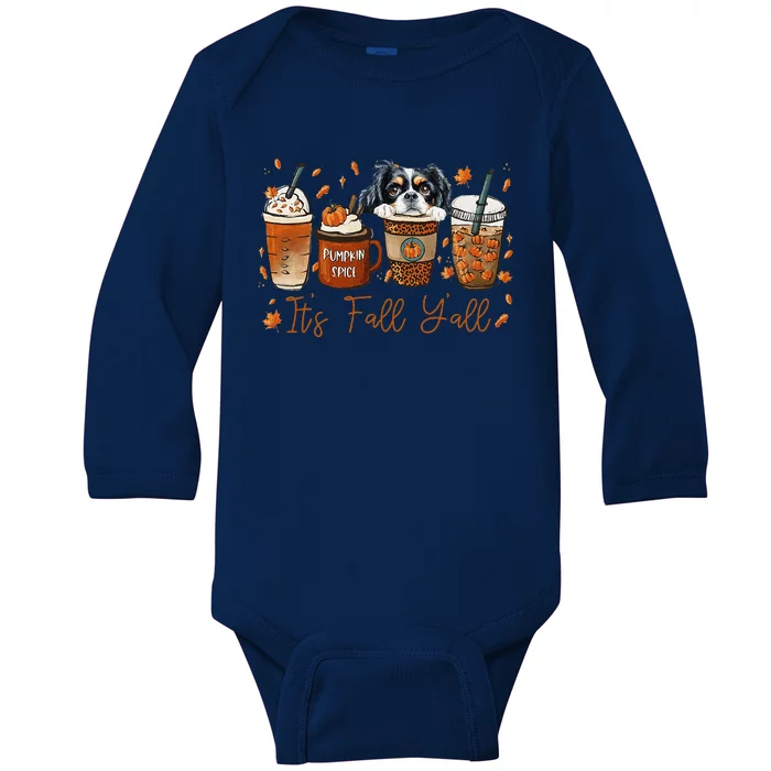 It’S Fall Y’All Japanese Chin Coffee Pumpkin Spice Autumn Baby Long Sleeve Bodysuit