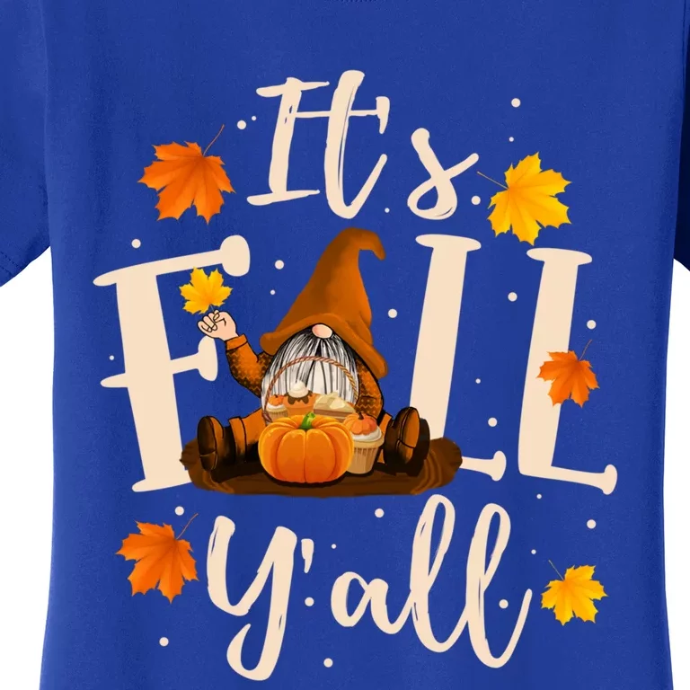 ItS Fall YAll Cute Gnomes Pumpkin Autumn Tree Fall Leaves Funny Gift Women's T-Shirt