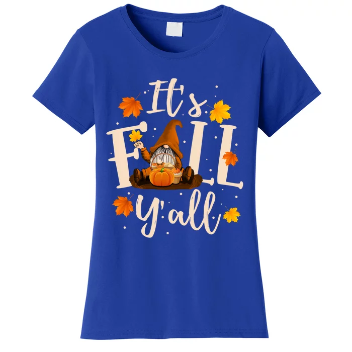 ItS Fall YAll Cute Gnomes Pumpkin Autumn Tree Fall Leaves Funny Gift Women's T-Shirt