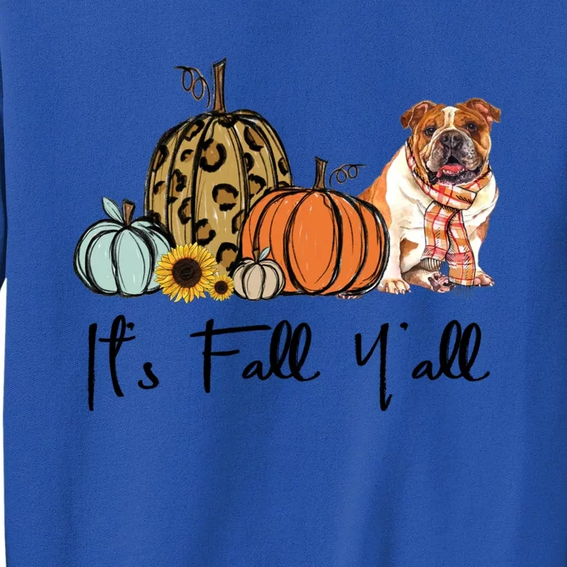 ItS Fall YAll Yellow Bulldog Dog Leopard Pumpkin Falling Gift Tall Sweatshirt