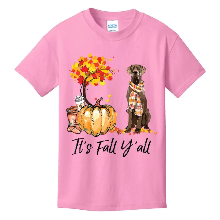 Its Fall Yall Great Dane Dog Lovers Thanksgiving Halloween Kids T-Shirt