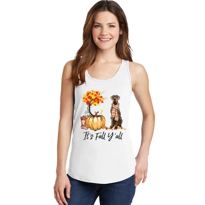 Its Fall Yall Great Dane Dog Lovers Thanksgiving Halloween Ladies Essential Tank