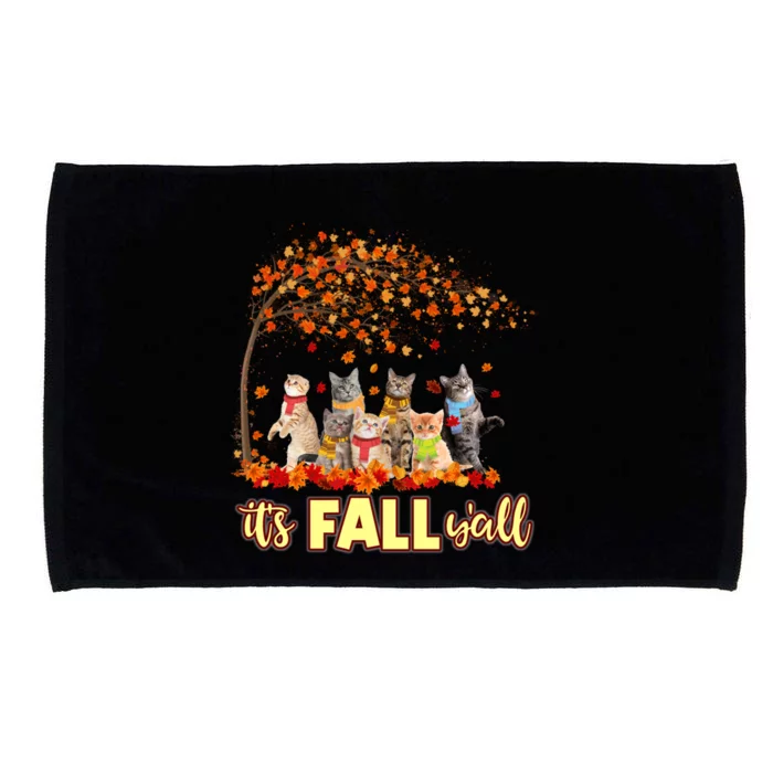 It’S Fall Y’All Cat Funny Cat Autumn Leaves Kitten Lover Great Gift Microfiber Hand Towel