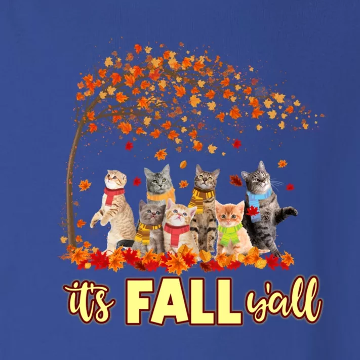 It’S Fall Y’All Cat Funny Cat Autumn Leaves Kitten Lover Great Gift Toddler Long Sleeve Shirt