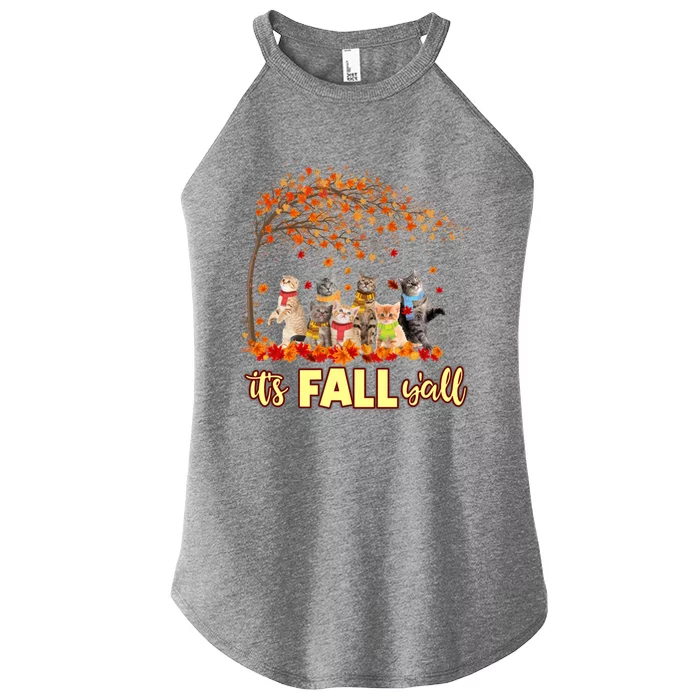 It’S Fall Y’All Cat Funny Cat Autumn Leaves Kitten Lover Great Gift Women’s Perfect Tri Rocker Tank