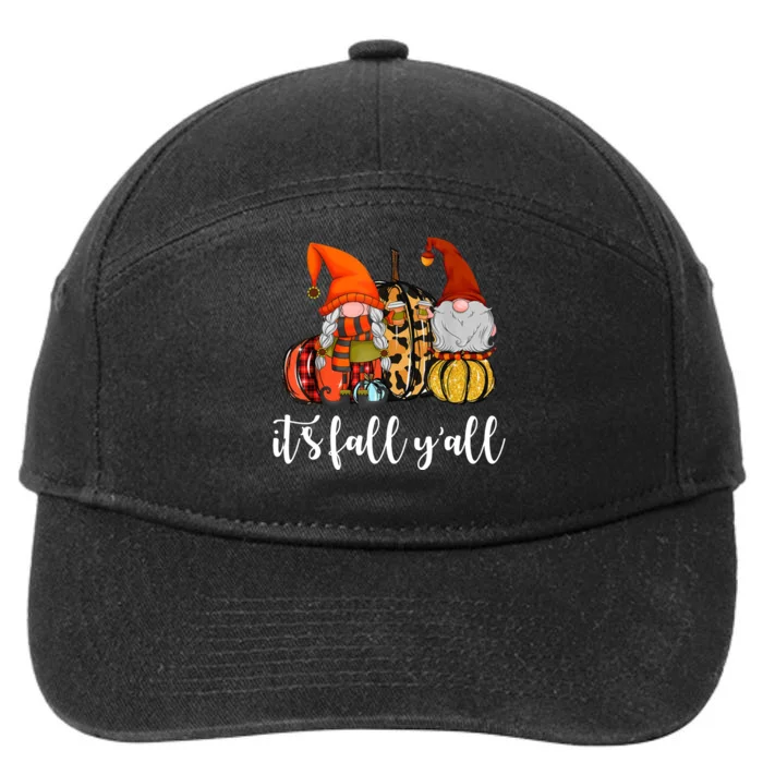 It's Fall Y'all Autumn Leaves Gnomes Fall Funny 7-Panel Snapback Hat