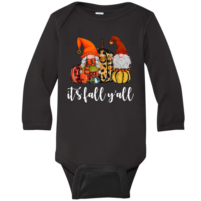 It's Fall Y'all Autumn Leaves Gnomes Fall Funny Baby Long Sleeve Bodysuit