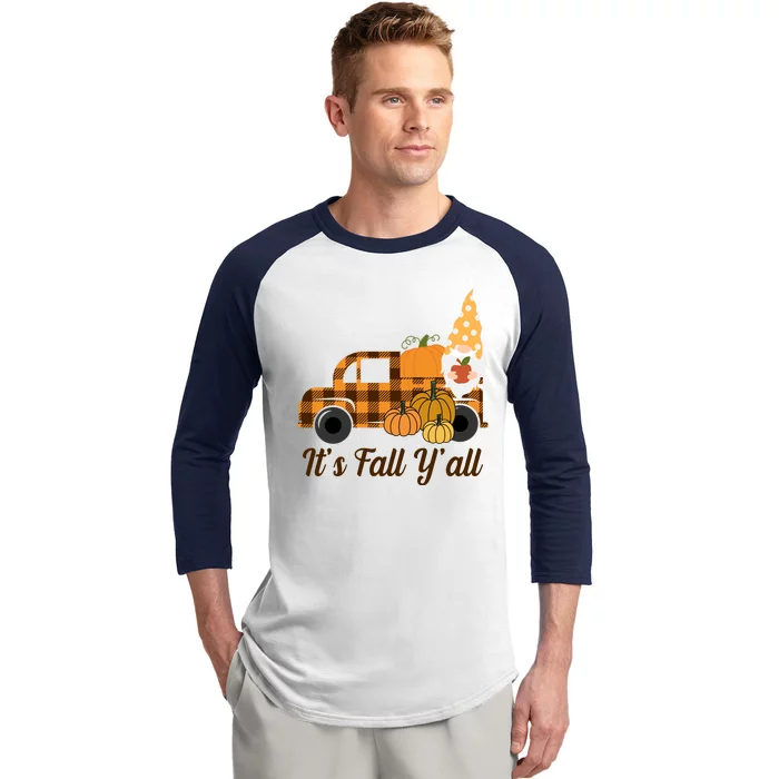 It's Fall Y'all Pumpkin Gnome Baseball Sleeve Shirt