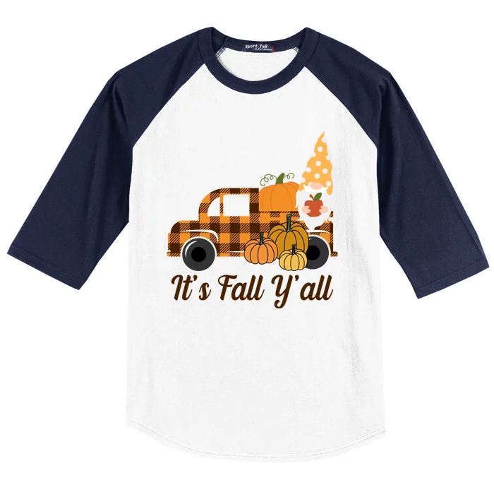 It's Fall Y'all Pumpkin Gnome Baseball Sleeve Shirt