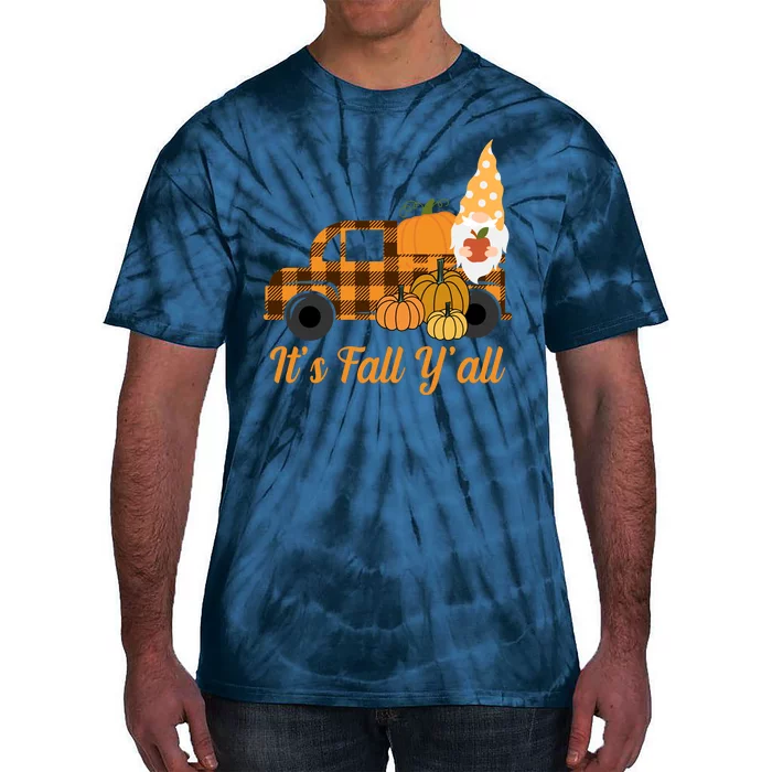 It's Fall Y'all Pumpkin Gnome Tie-Dye T-Shirt