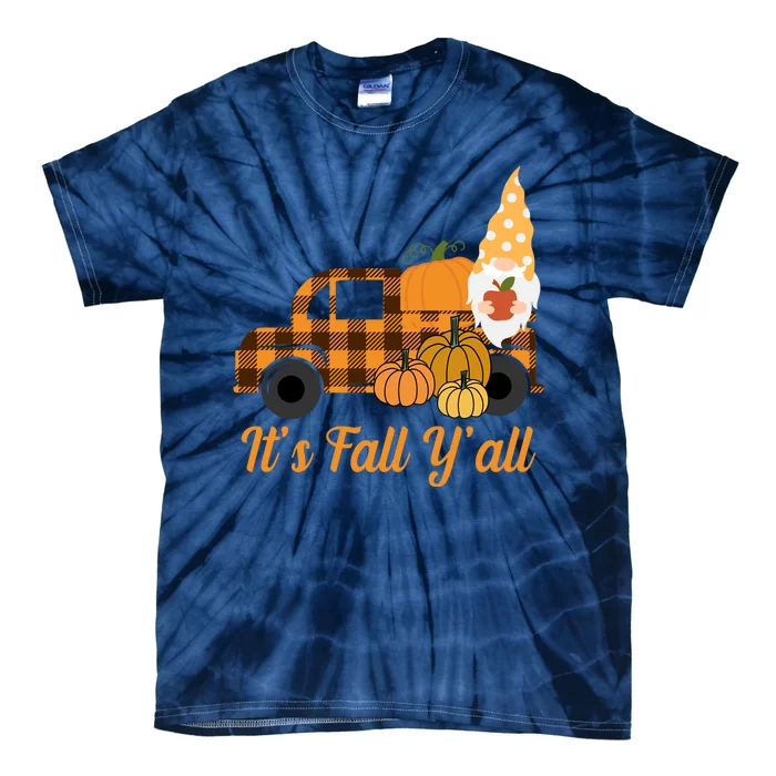 It's Fall Y'all Pumpkin Gnome Tie-Dye T-Shirt