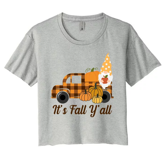 It's Fall Y'all Pumpkin Gnome Women's Crop Top Tee