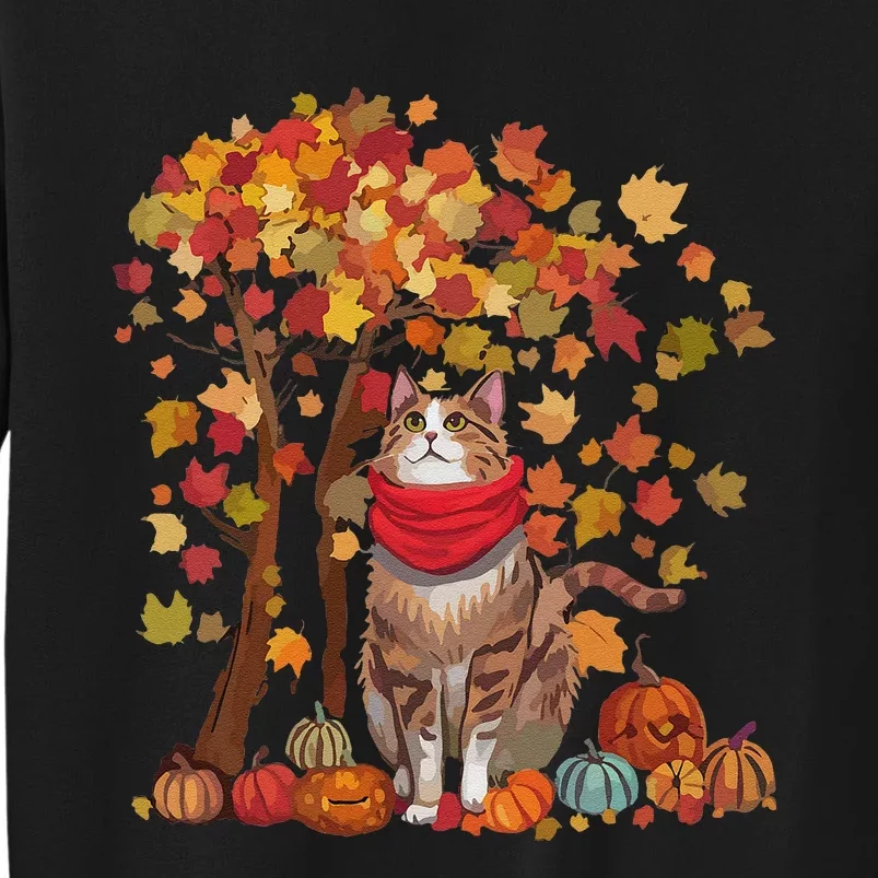 ItS Fall YAll Cat Leaf Fall Tree Hello Autumn Thanksgiving Tall Sweatshirt