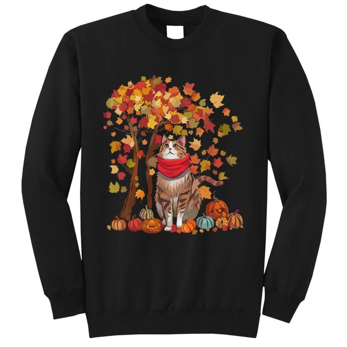 ItS Fall YAll Cat Leaf Fall Tree Hello Autumn Thanksgiving Tall Sweatshirt