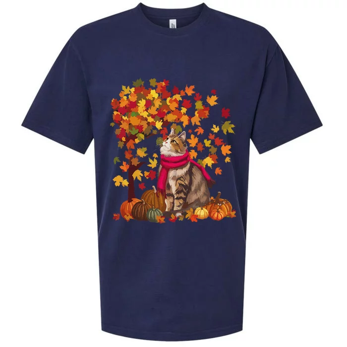 ItS Fall YAll Cat Leaf Fall Tree Hello Autumn Thanksgiving Sueded Cloud Jersey T-Shirt