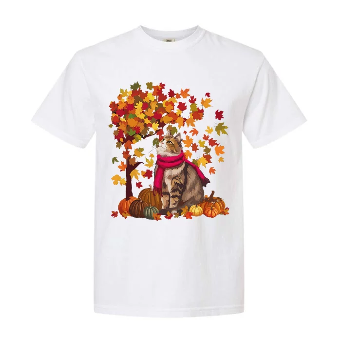 ItS Fall YAll Cat Leaf Fall Tree Hello Autumn Thanksgiving Garment-Dyed Heavyweight T-Shirt