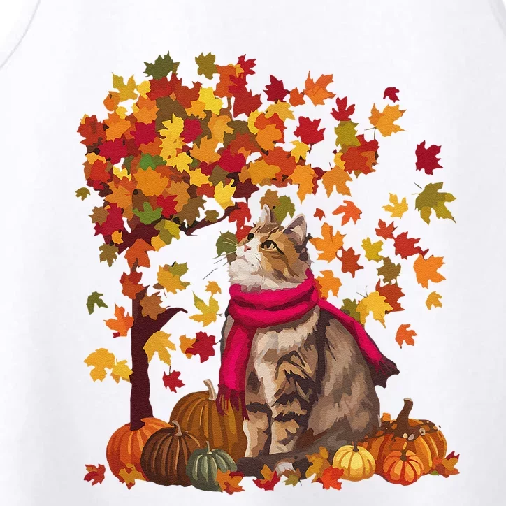 ItS Fall YAll Cat Leaf Fall Tree Hello Autumn Thanksgiving Performance Tank