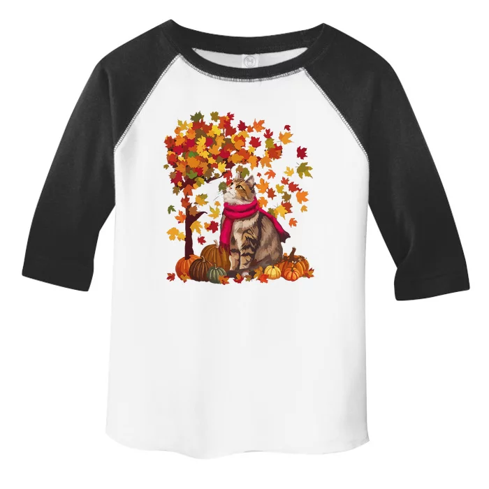 ItS Fall YAll Cat Leaf Fall Tree Hello Autumn Thanksgiving Toddler Fine Jersey T-Shirt