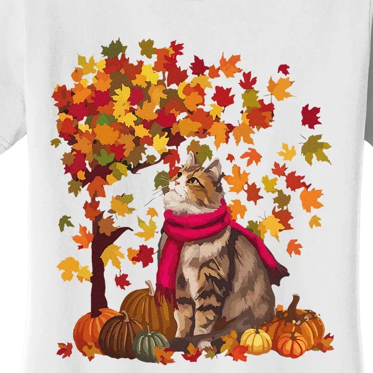 ItS Fall YAll Cat Leaf Fall Tree Hello Autumn Thanksgiving Women's T-Shirt