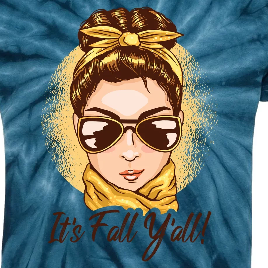 It's Fall Y'all Female Bun Kids Tie-Dye T-Shirt