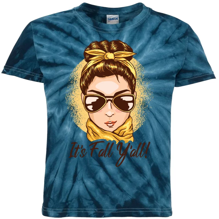 It's Fall Y'all Female Bun Kids Tie-Dye T-Shirt