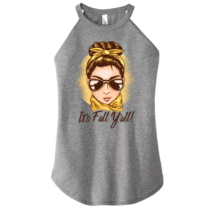 It's Fall Y'all Female Bun Women’s Perfect Tri Rocker Tank