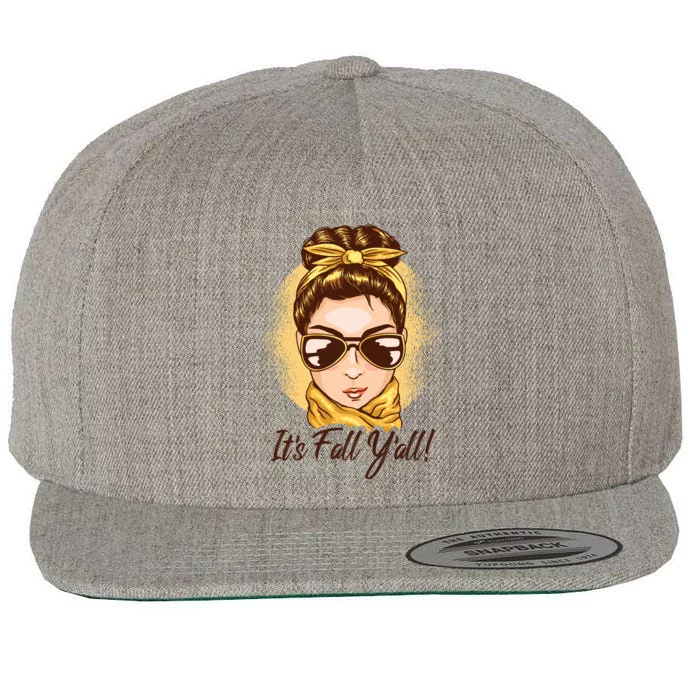 It's Fall Y'all Female Bun Wool Snapback Cap