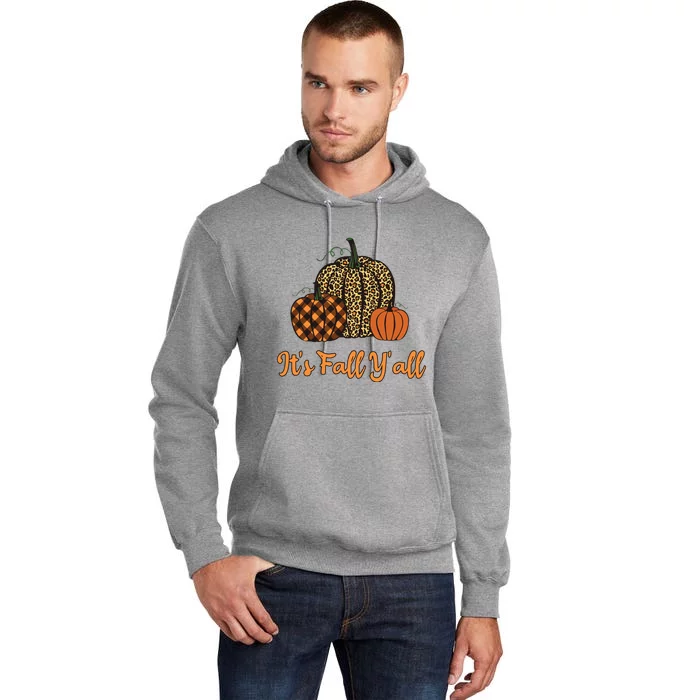 Its Fall Yall Plaid Pumpkin Leopard Halloween Thanksgiving Tall Hoodie