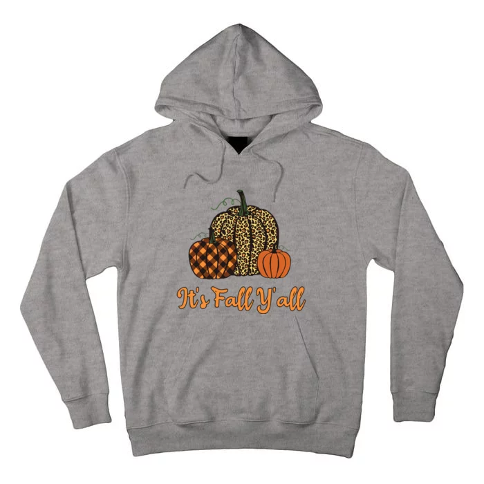 Its Fall Yall Plaid Pumpkin Leopard Halloween Thanksgiving Tall Hoodie