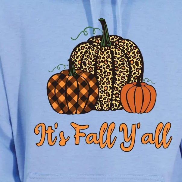 Its Fall Yall Plaid Pumpkin Leopard Halloween Thanksgiving Unisex Surf Hoodie