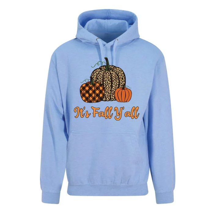 Its Fall Yall Plaid Pumpkin Leopard Halloween Thanksgiving Unisex Surf Hoodie