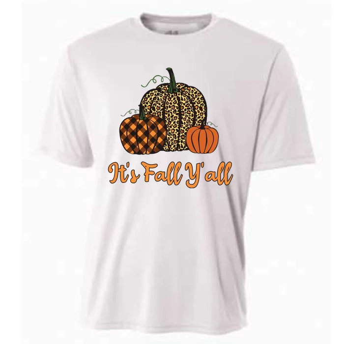 Its Fall Yall Plaid Pumpkin Leopard Halloween Thanksgiving Cooling Performance Crew T-Shirt