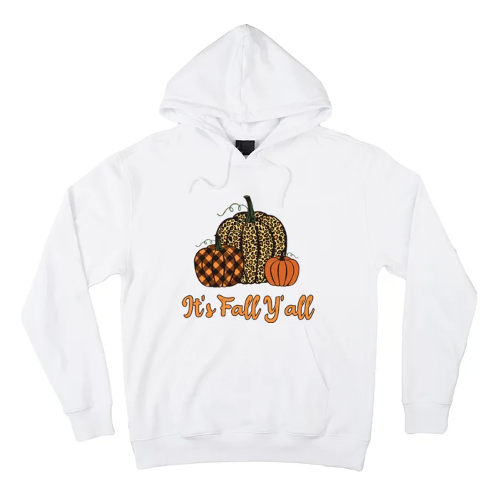 Its Fall Yall Plaid Pumpkin Leopard Halloween Thanksgiving Hoodie