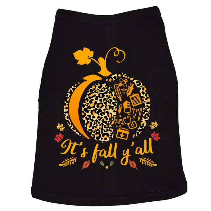 Its Fall Yall Fall Nurse Scrub Tops Leopard Pumpkin Nurse Doggie Tank