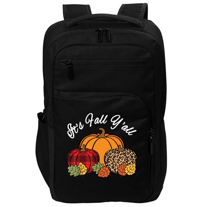 Its Fall YAll Pumpkin Leopard Print Autumn Women Girl Impact Tech Backpack