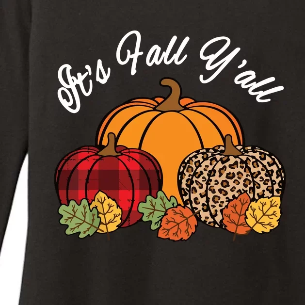 Its Fall YAll Pumpkin Leopard Print Autumn Women Girl Womens CVC Long Sleeve Shirt