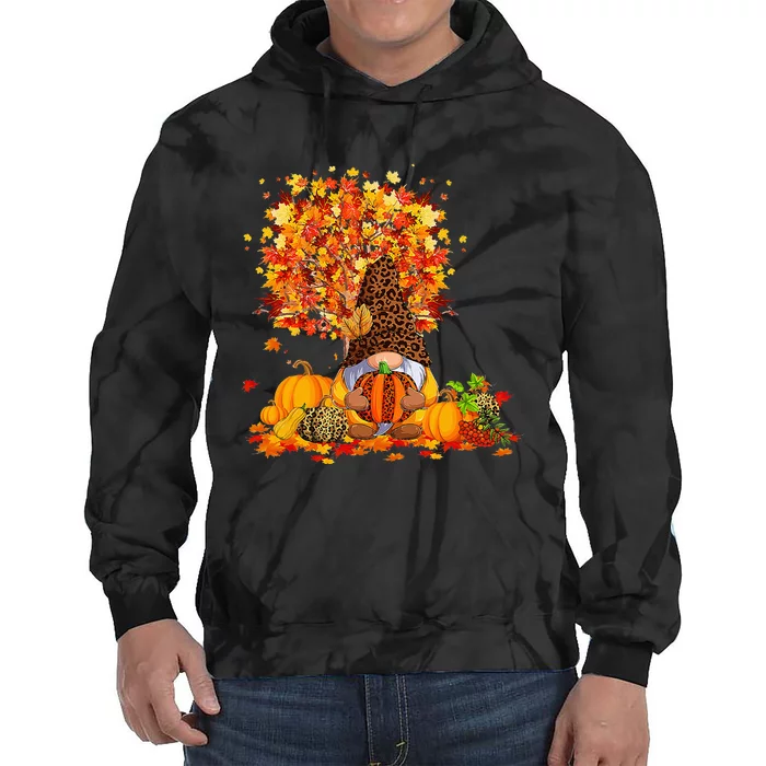 Its Fall Yall Cute Gnomes Pumpkin Autumn Tree Fall Leaves Tie Dye Hoodie