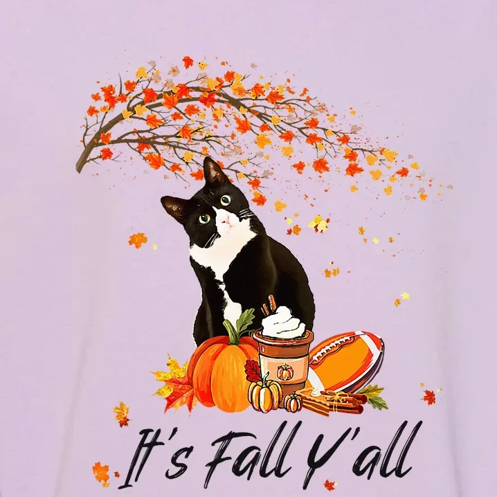 It's Fall Y'all Cute Black Cat Lovers Thanksgiving Halloween Garment-Dyed Sweatshirt