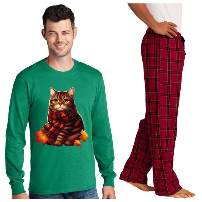 ItS Fall YAll Cat Leaf Fall Tree Hello Autumn Thanksgiving Long Sleeve Pajama Set