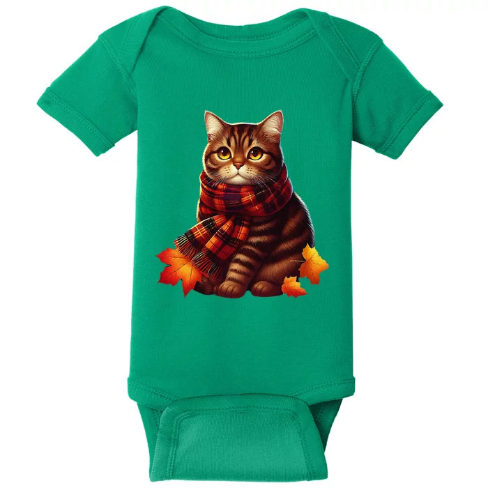 ItS Fall YAll Cat Leaf Fall Tree Hello Autumn Thanksgiving Baby Bodysuit