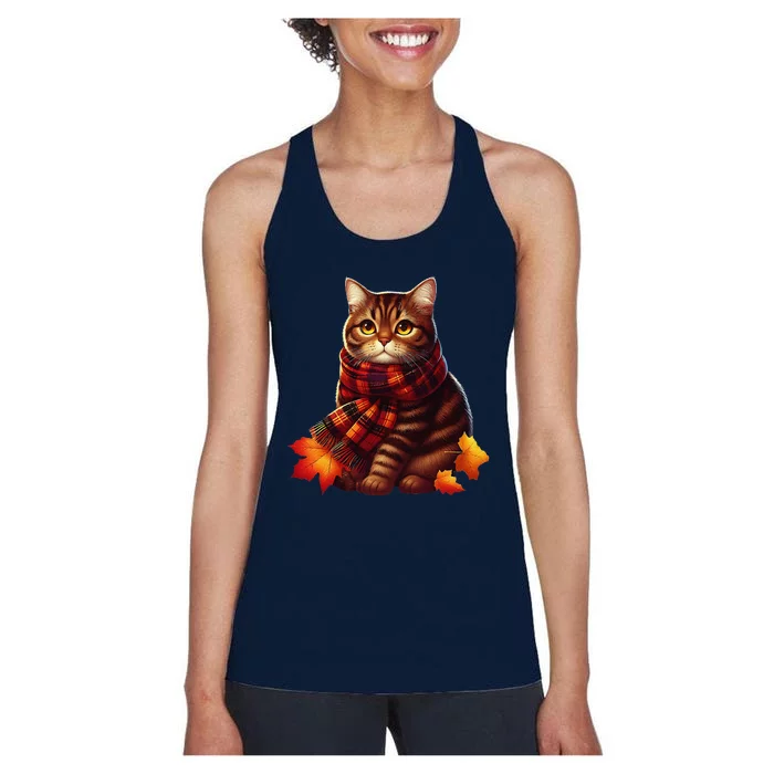 ItS Fall YAll Cat Leaf Fall Tree Hello Autumn Thanksgiving Women's Racerback Tank