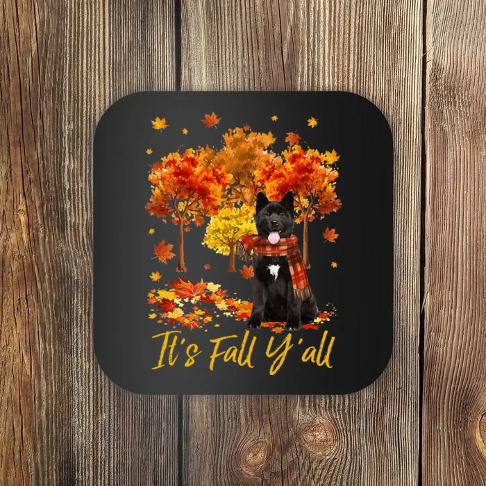 ItS Fall YAll Akita Dog Tree Pumpkin Fall Autumn Coaster