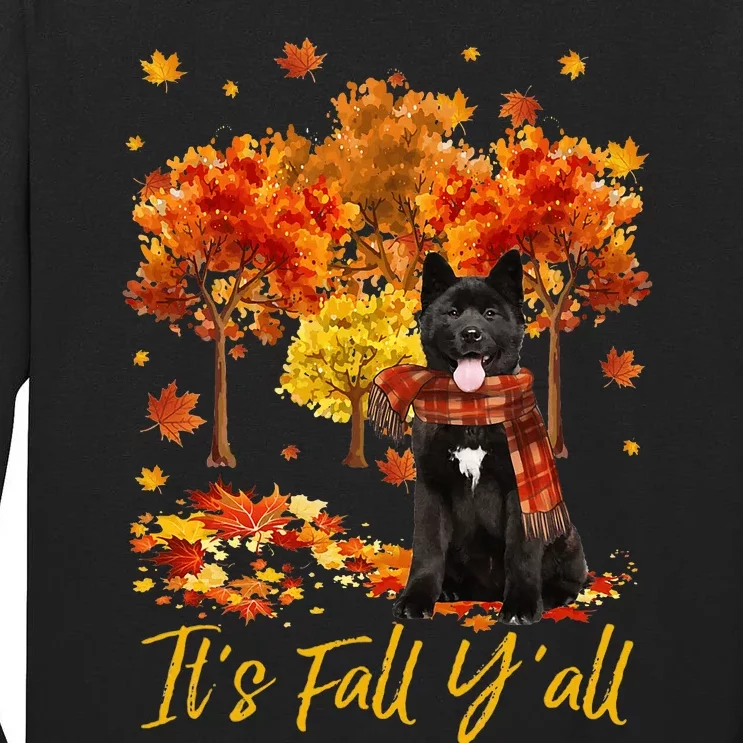 ItS Fall YAll Akita Dog Tree Pumpkin Fall Autumn Tall Long Sleeve T-Shirt