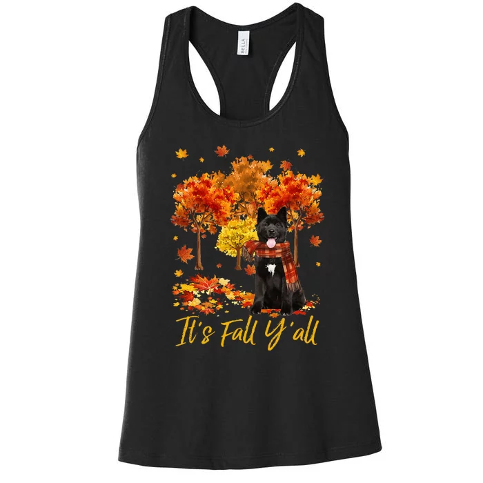 ItS Fall YAll Akita Dog Tree Pumpkin Fall Autumn Women's Racerback Tank