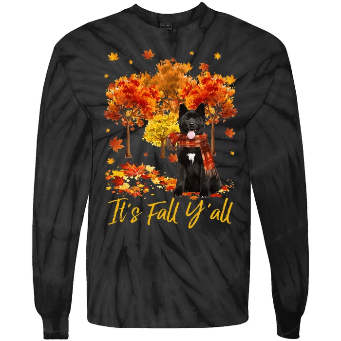 ItS Fall YAll Akita Dog Tree Pumpkin Fall Autumn Tie-Dye Long Sleeve Shirt